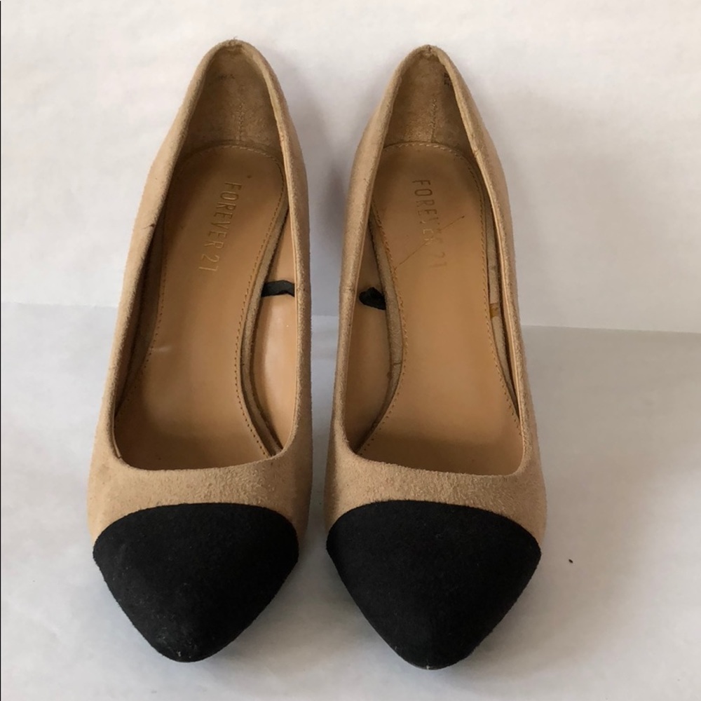 Forever 21 black and tan suede heels